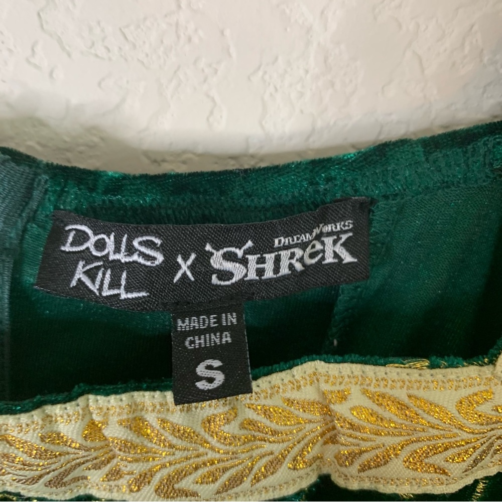 Dolls kill x shrek green Fiona mini dress S - Picture 5 of 9